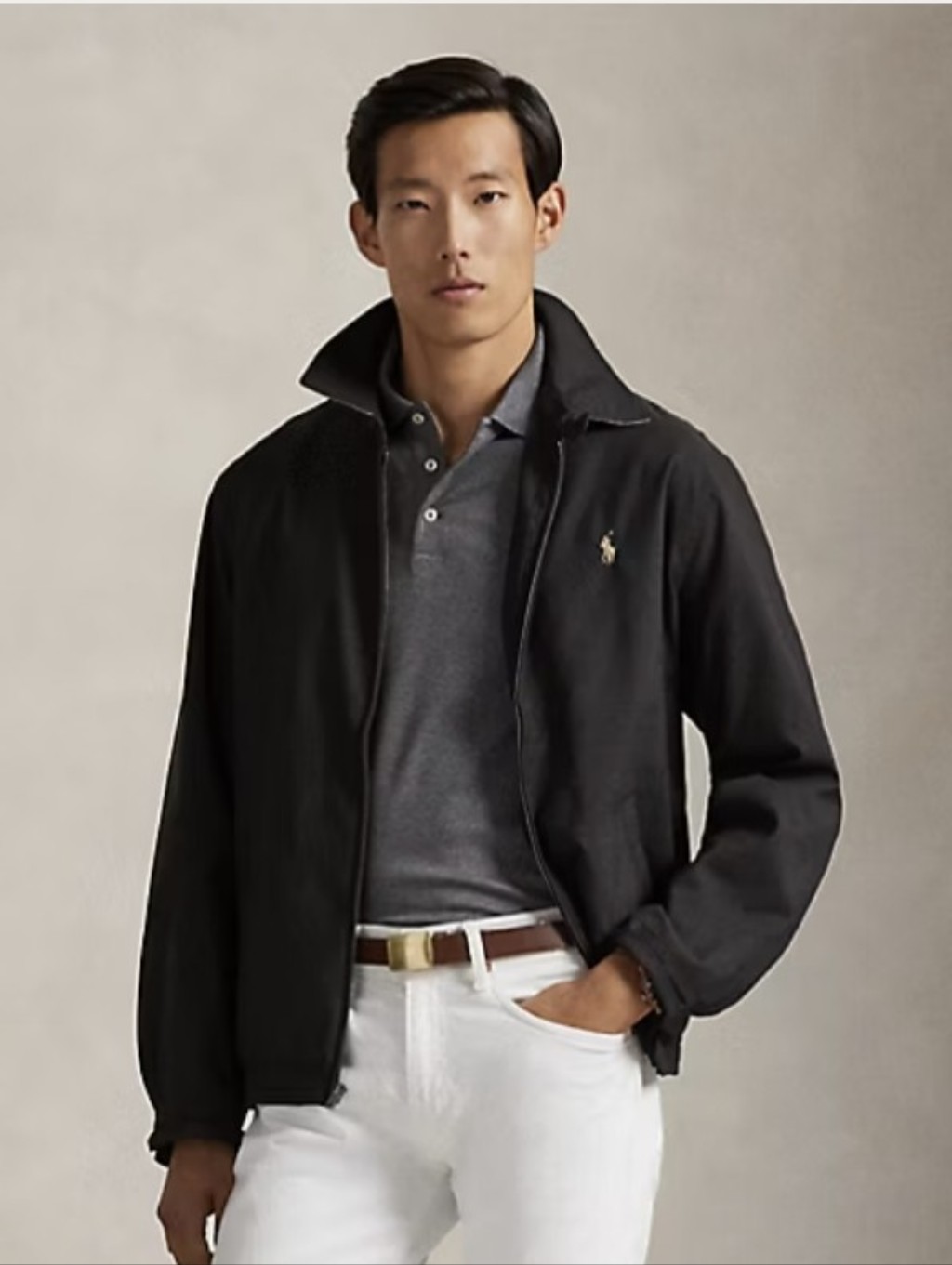 Polo Ralph Lauren Bi-Swing Jacket Black Tan Under Collar Pockets Medium